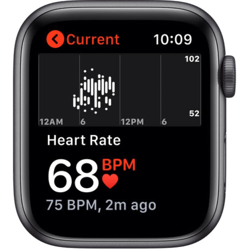 Apple Watch SE (GPS, 44mm, Space Gray Aluminum, Black Sport Band)