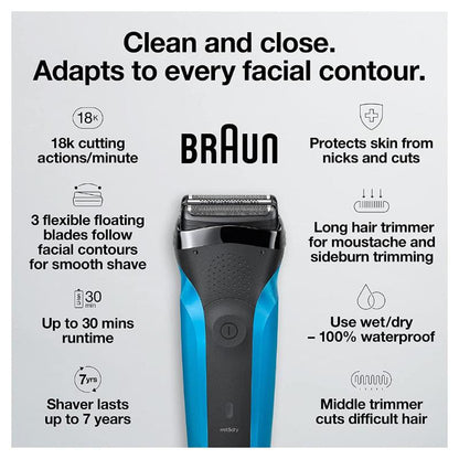 Braun 310s Black/Blue Electric Shaver