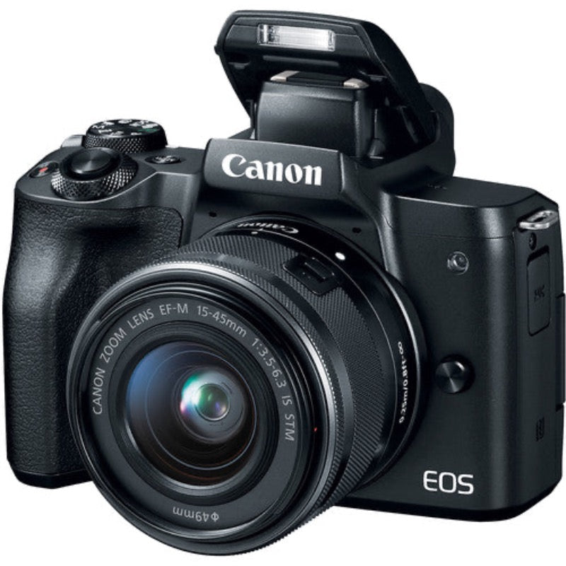 Canon EOS M50 Mirrorless Digital Camera with EF-M 15-45 mm f/3.5-5.6 IS STM Lens - Black - Hashtechguy