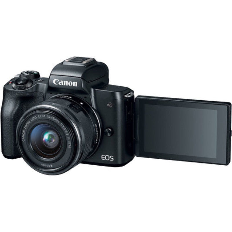 Canon EOS M50 Mirrorless Digital Camera with EF-M 15-45 mm f/3.5-5.6 IS STM Lens - Black - Hashtechguy