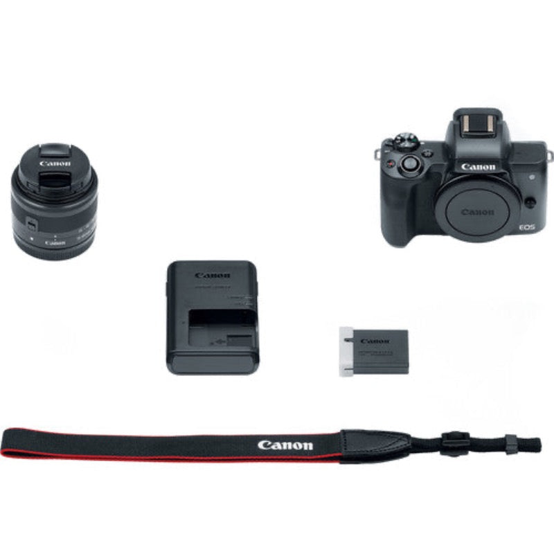 Canon EOS M50 Mirrorless Digital Camera with EF-M 15-45 mm f/3.5-5.6 IS STM Lens - Black - Hashtechguy