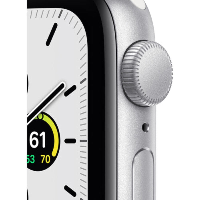 Apple Watch SE (GPS, 40mm, Silver Aluminum, White Sport Band)