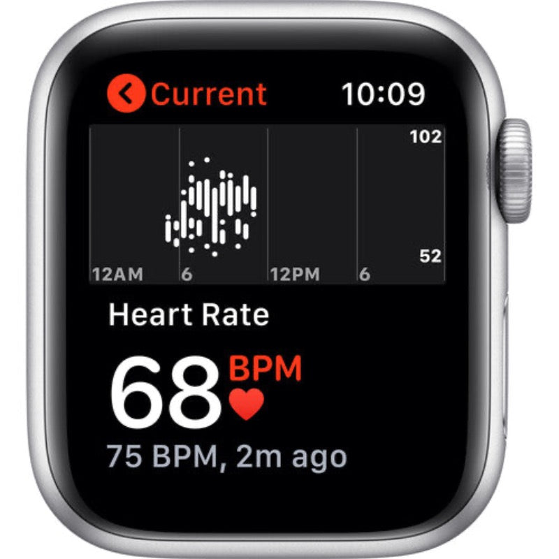 Apple Watch SE (GPS, 40mm, Silver Aluminum, White Sport Band)