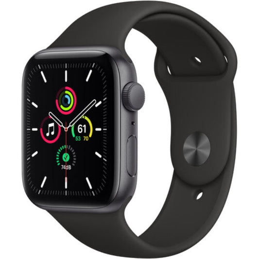 Apple Watch SE (GPS, 44mm, Space Gray Aluminum, Black Sport Band)